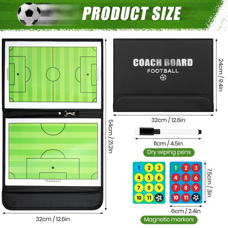 Keweis Soccer Coaching Board Soccer Coaches Clipboard Tactical Magnetic Board Kit with Dry Erase, Marker Pen and Zipper Bag (Football Board) (Soccer Coaching Board) - Image 5